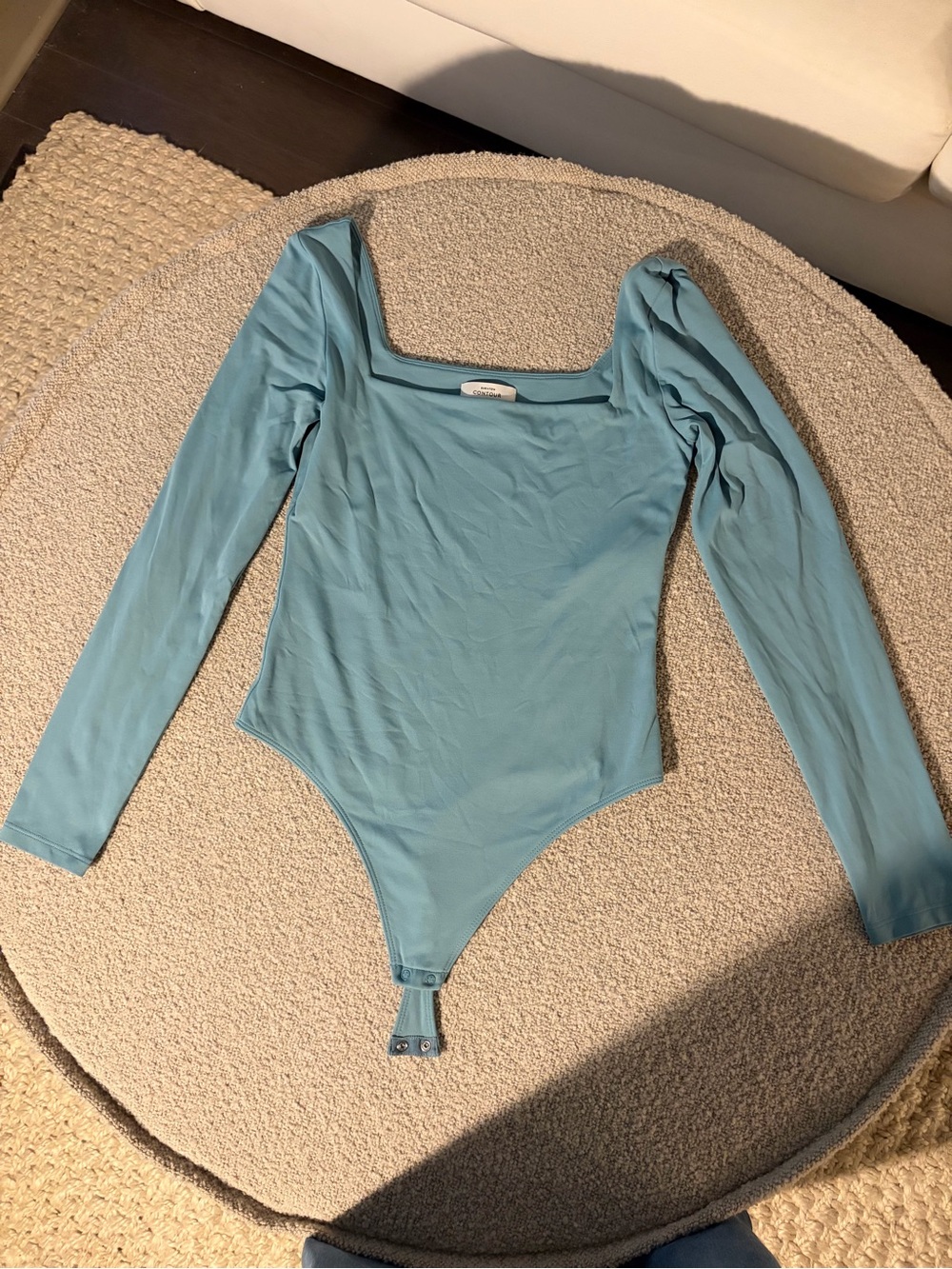 Aritzia Long-Sleeve Square Neck Bodysuit in Light Blue